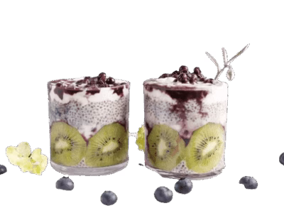 Cups of chia seeds puddings - chia seeds and Oxalates - Almonds and Olivez